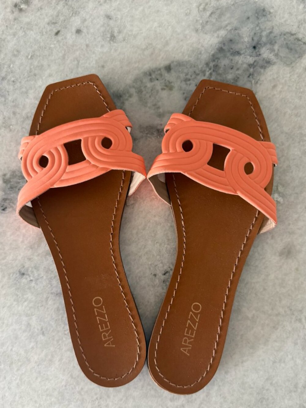 Arezzo Brazilian Coral Orange Flat Sandals